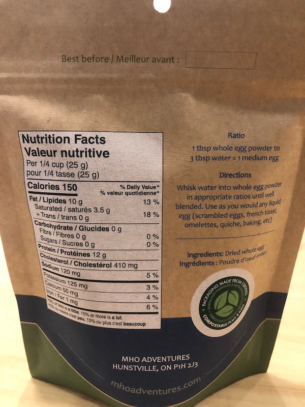 SALE! Dried Whole Eggs (12 Medium Eggs) | MHO Adventures