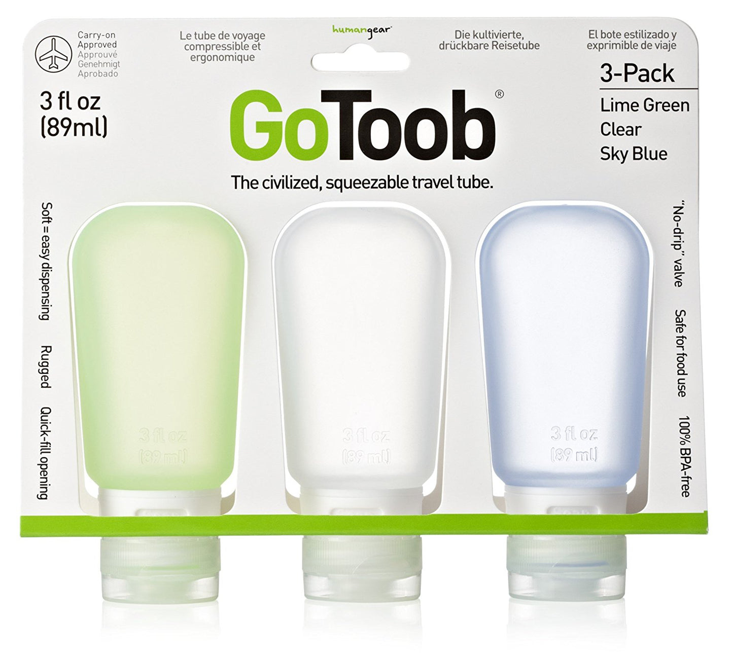 GoToob 3-Pack Travel Tubes (3 fl oz) by Humangear
