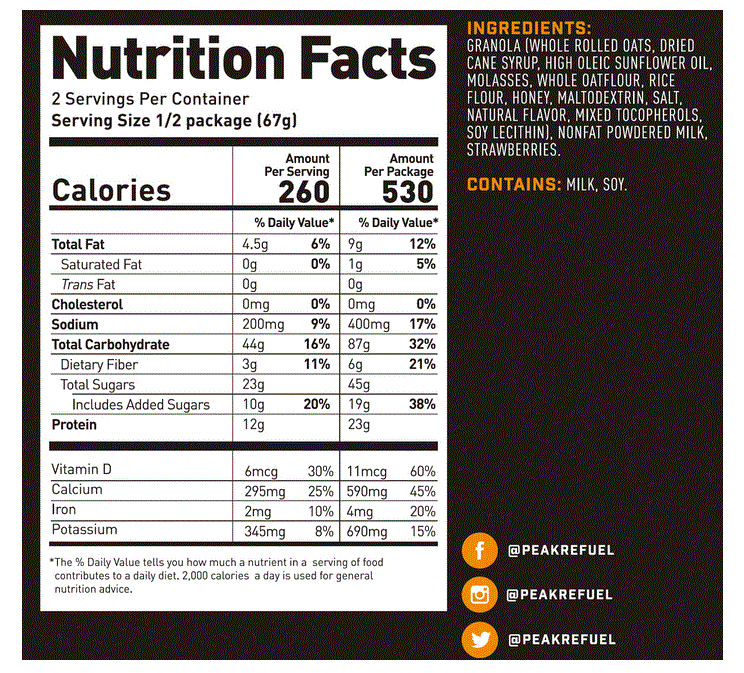 Strawberries & Granola with Milk | Peak Refuel