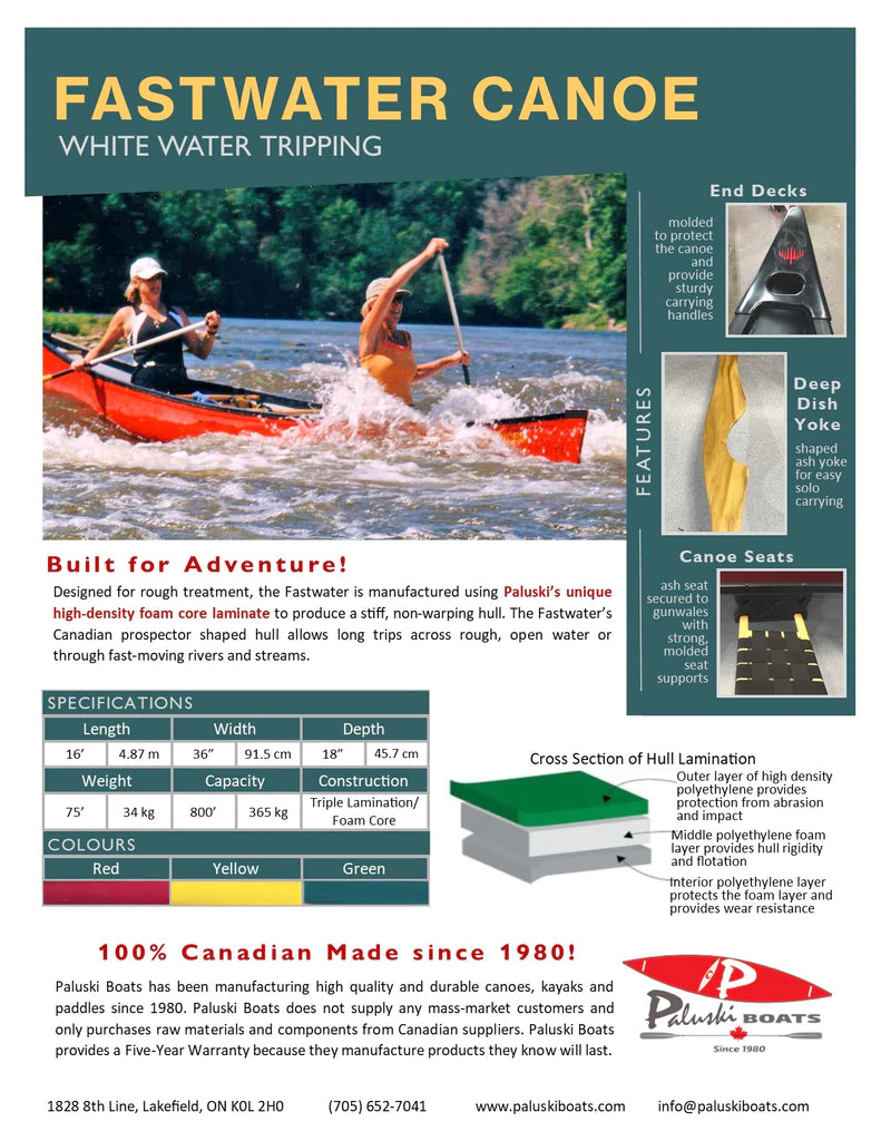 Canoe | 16' Fastwater Canoe | Paluski Boats
