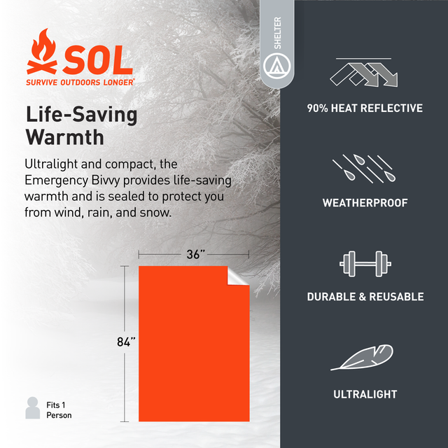 Emergency Bivvy with Rescue Whistle & Tinder Cord | SOL