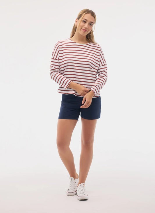 Women's Newport 7/8 sleeve Breton Top | Fig